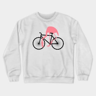 Funny Pink Flamingo Riding Bicycle Crewneck Sweatshirt